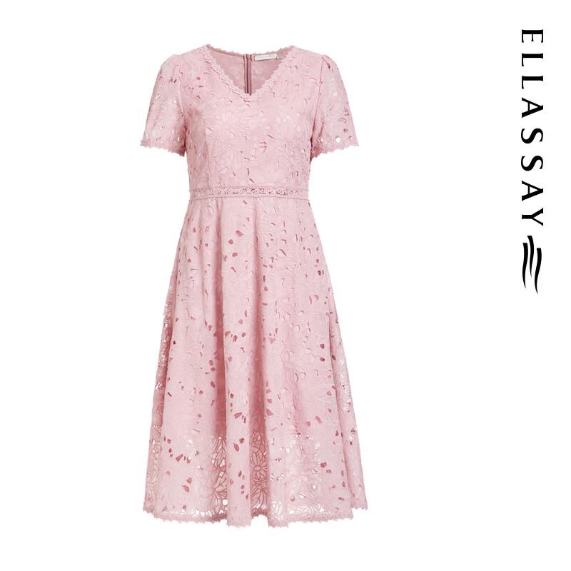 ELLASSAY Women's Gentle Embossed Jacquard Mid-Length Dress