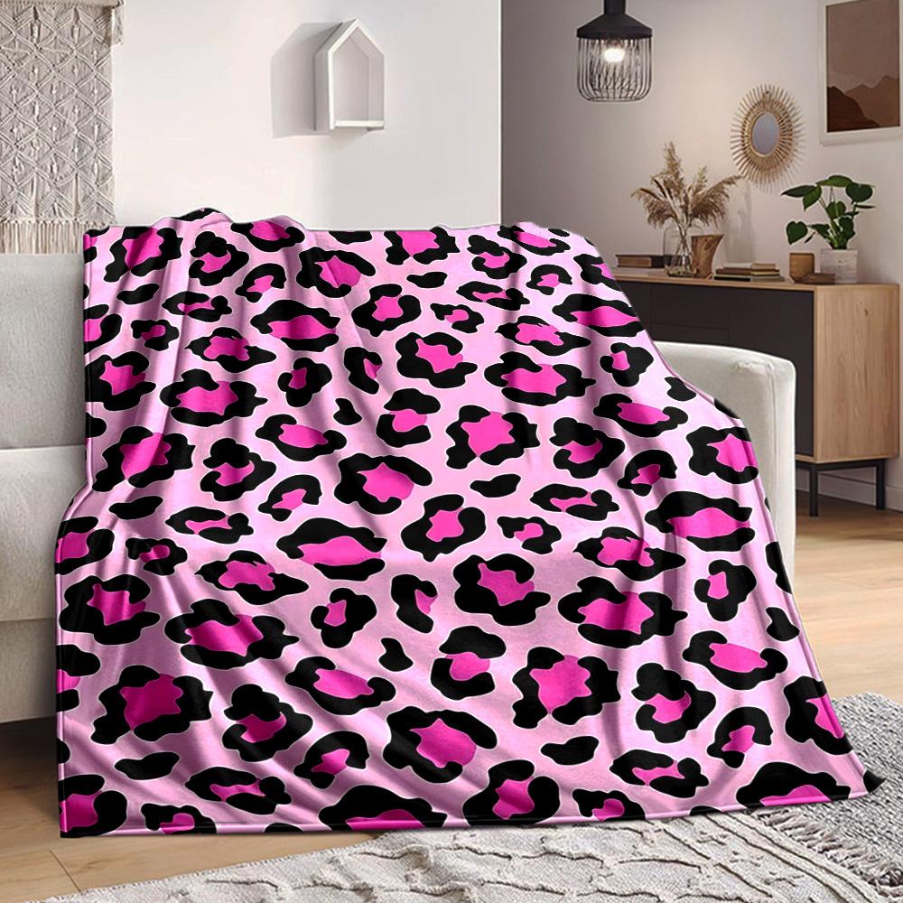 

1pc Pink Leopard Print Blanket Warm, Cozy, And Soft, Suitable for Sofas, Beds, Cars, And Office Use.Perfect for Camping And Travel, Making It a Great 100x150cm