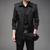 Men's Slim Fit Mid-Length Windbreaker Jacket, Korean Style Plus Size, M-8XL, for Casual or Business Wear, Ideal for Spring and Autumn.