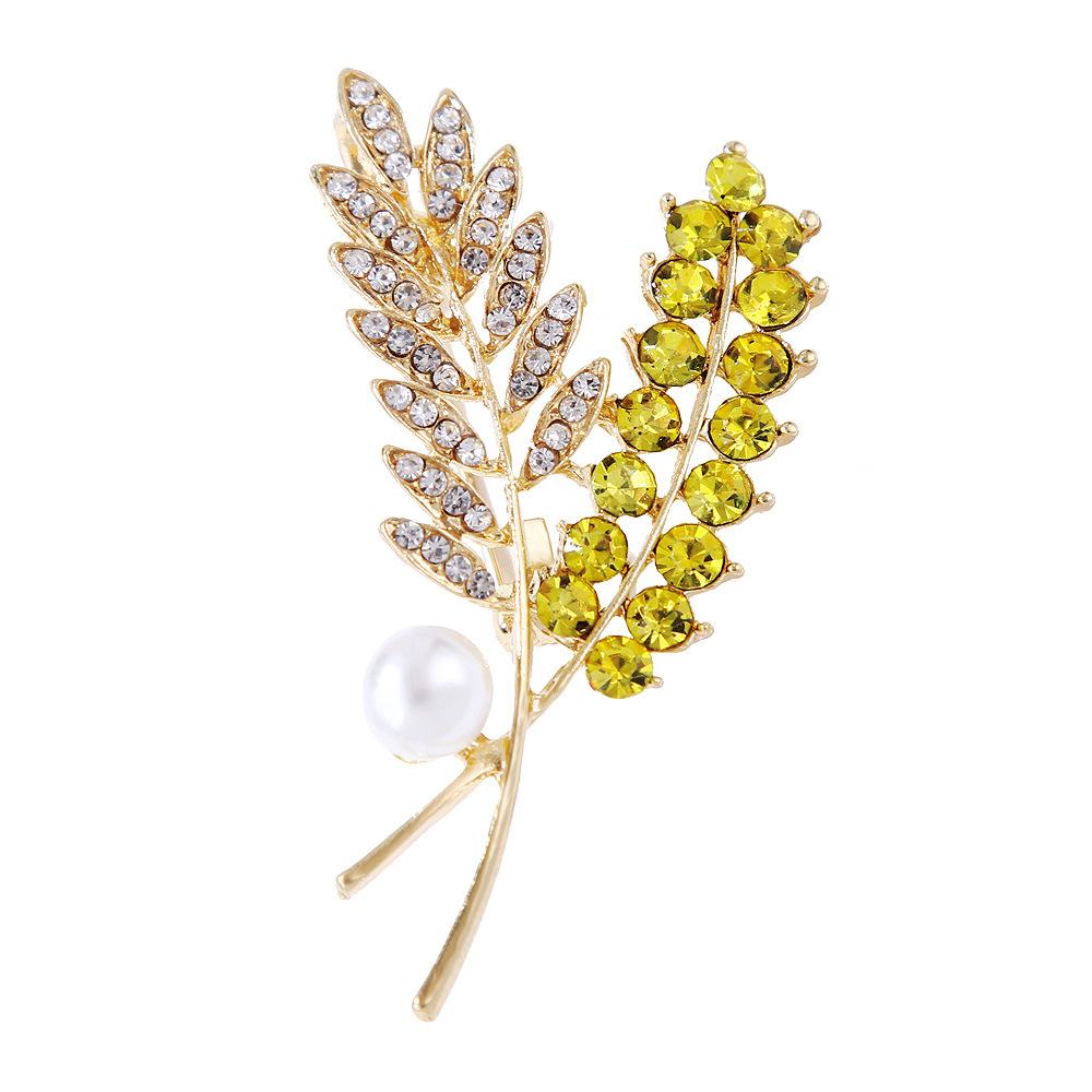 Kristall-Weizenähren-Brosche Temperament Zarte Corsage Damen Anti-Reise Seidenschal-Schnalle Perlen-Nadeln Langlebige Farbe Exquisite Brosche Geschenk