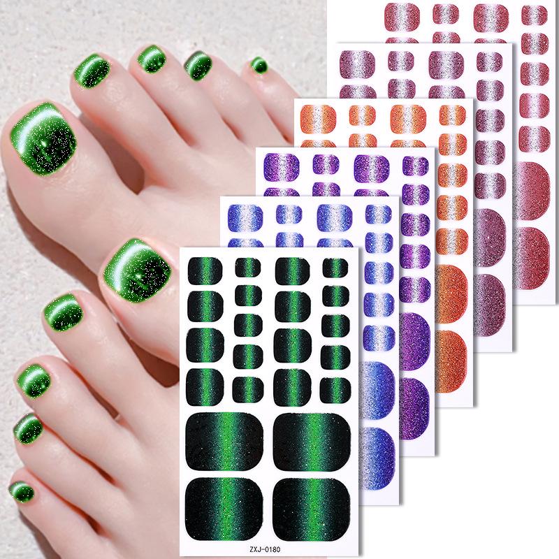 

Gradient Glitter Waterproof Toenail Stickers – Extra-Flash Nail Art for Summer