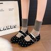 Polka dot Mary Jane women's shoes autumn and winter new one-word strap flat-soled single shoes retro soft-soled shallow-mouth single shoes