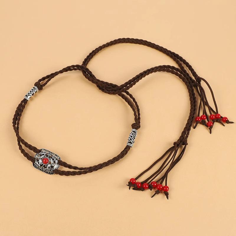 Mongolian Tibetan Tassel Hair Tie & Headband - Ethnic Style for Men & Women