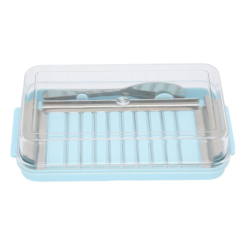 Miska na krájení másla s průhledným víkem a nerezovým kráječem, nádoba na skladování sýra do kuchyňské lednice