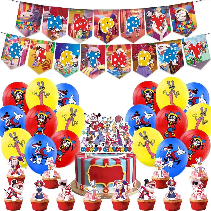 Amazing Tableware Birthday Party Decoration Digitaled Circus Balloon Banner Cake Topper Party Supplies Baby Shower Decor Gifts