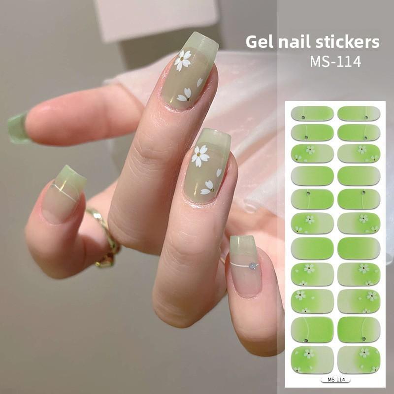Gel Nail Stickers, 22-finger No-bake Nail Polish Glue, Wearable Nail Pads, Full Application