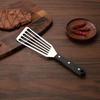 Stainless Steel Slotted Spatula with Wooden Handle Heavy-Duty Turner for Steak Fish BBQ Heat-Resistant Rust-Proof Essential Kitchen Tool for Flipping