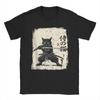 Vintage Anime Cat Japanese Art Funny Samurai Cat T Shirts Men's Cotton Vintage T-Shirt Round Neck Tees Short Sleeve Tops 5XL 6XL