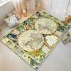 Vintage World Map with Ornate Borders Design Non-slip Rug Suitable for Living Room and Bedroom Sofas