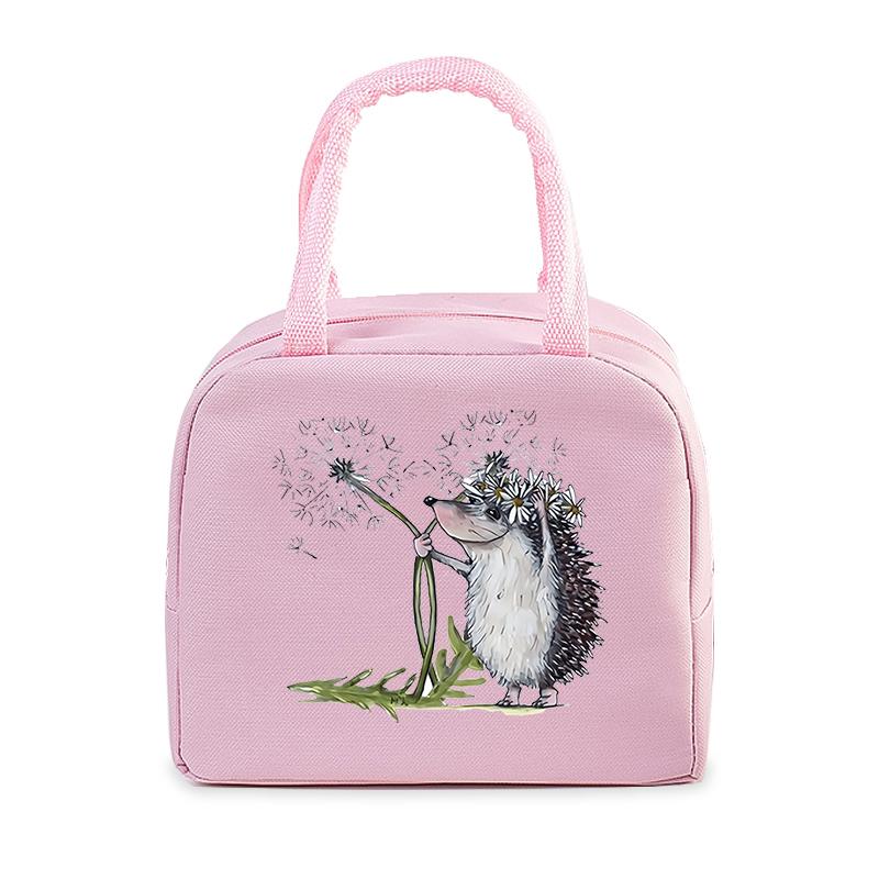Bento Thermal Bag Dandelion Hedgehog Cartoon Print Women Insulation Portable Pouch Food Picnic Fresh Cooler Lunch Bag for Kids