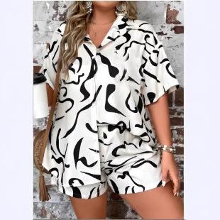 European and American women s clothing Amazon printing set women s 2026 spring and summer foreign trade independent station temperament casual S