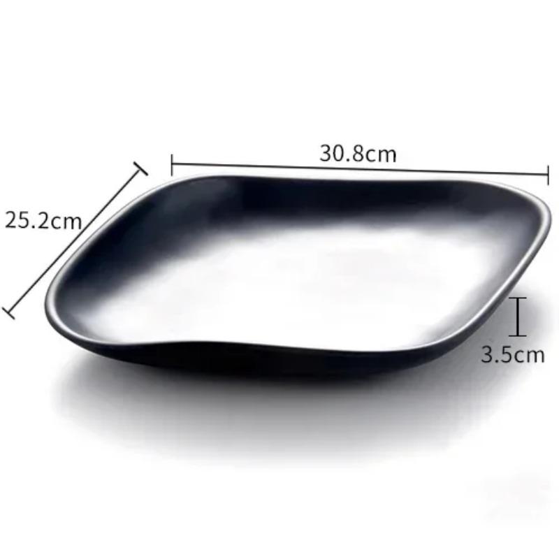 Western Steak Salad Dessert Plate Personality Creative Resistance To Fall Snack Food Grade Plastic Black Frosted Tableware