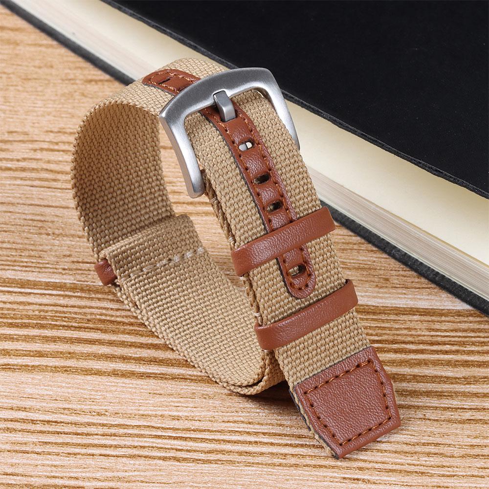 20mm 22mm Woven Nylon Watch Bracelet for Seiko for Rolex Canvas Patch Leather Watch Strap for Omega Replacement Watchband Belts
