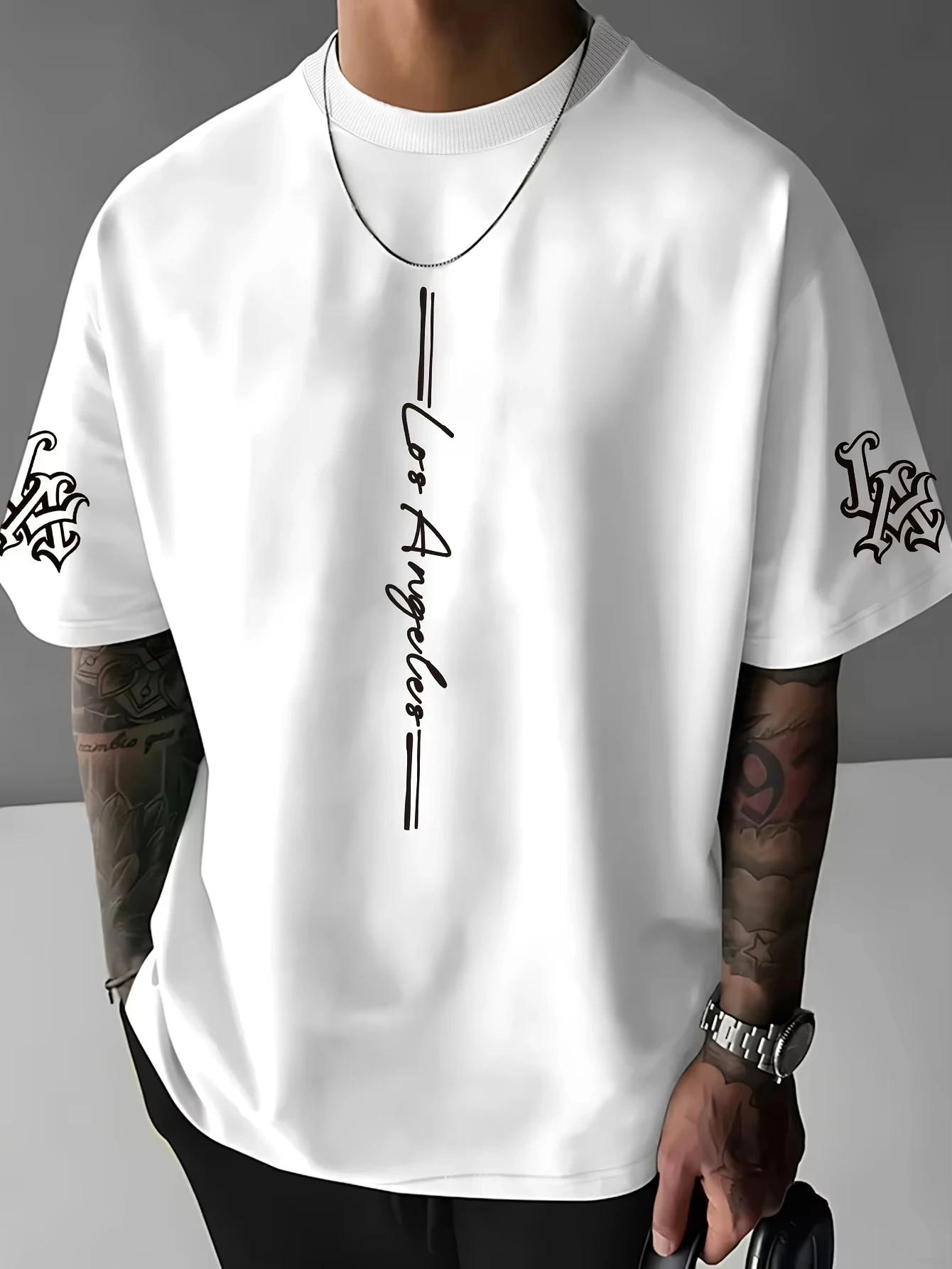 

Летняя новая мужская футболка 2026 года — это повседневная модная и креативная линейка, футболка с принтом букв, с круглым вырезом, из полиэстера для мужчин 4XL