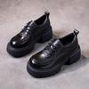 The First Layer of Cowhide Loafers Women's Autumn 2025 New Leather Muffin Thick-soled Retro Lace-up Women's Single Shoes
