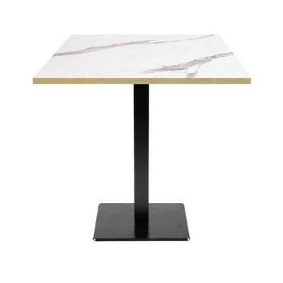 Table 70 x 70 cm - modèle Milan marbre blanc chants laiton