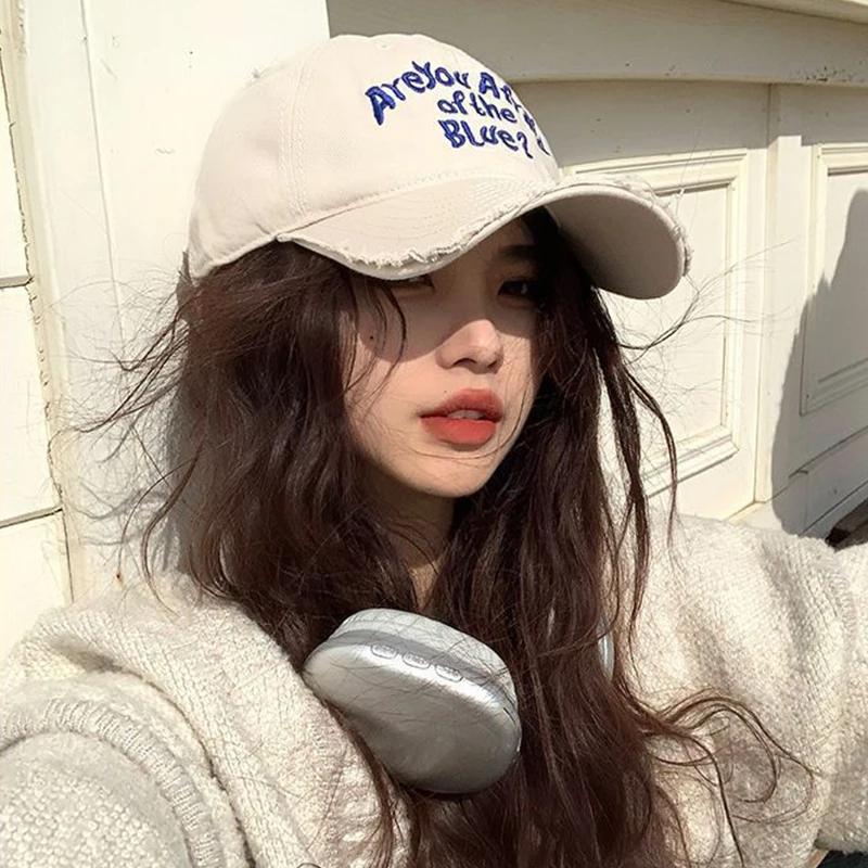 Korean Embroidery Letters Hip Hop Duckbill Hat Men Women Snapback Cotton Baseball Cap Outdoor Sports Dad Trucker Sun Hats
