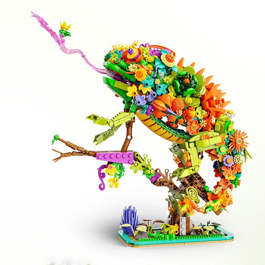 Kreativní 1100 ks Stavebnice Papoušek Ptačí Sada Květinové Zvířecí Série Model Sestavovací Cihlička Domácí Dekorace Hračka Dárek Pro Děti
