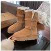 Sangpo Thick-soled Tall Tube Gray Snow Boots Women's Fur Integrated 2025 New Winter Velvet Northeast Cotton Shoes