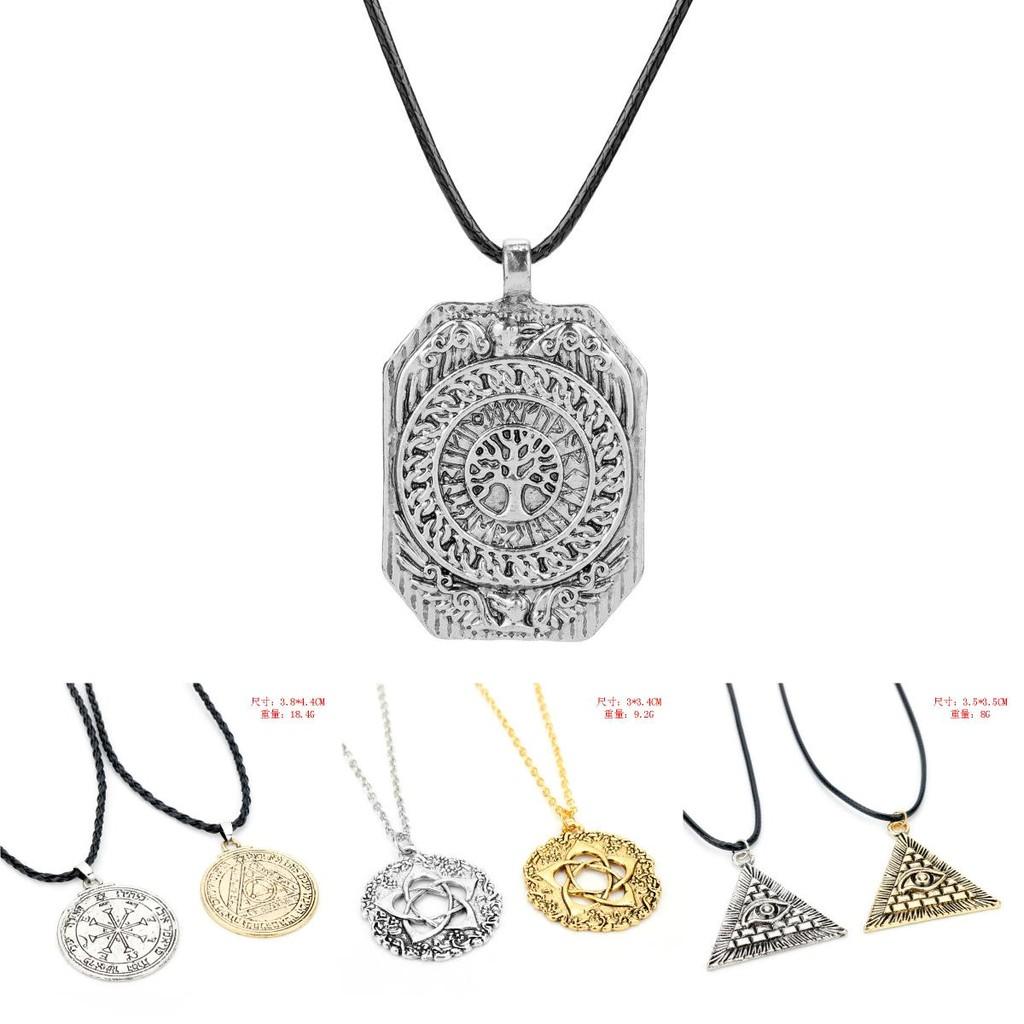 Viking Inspired Pendant Necklace With Electroplated Finish And Leather Cord For Men Women
