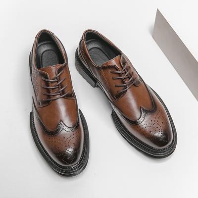 Fashion Handcrafted Mens Oxford Shoes Genuine Calfskin Leather Brogue Dress Shoes Classic Business Formal Shoes Man