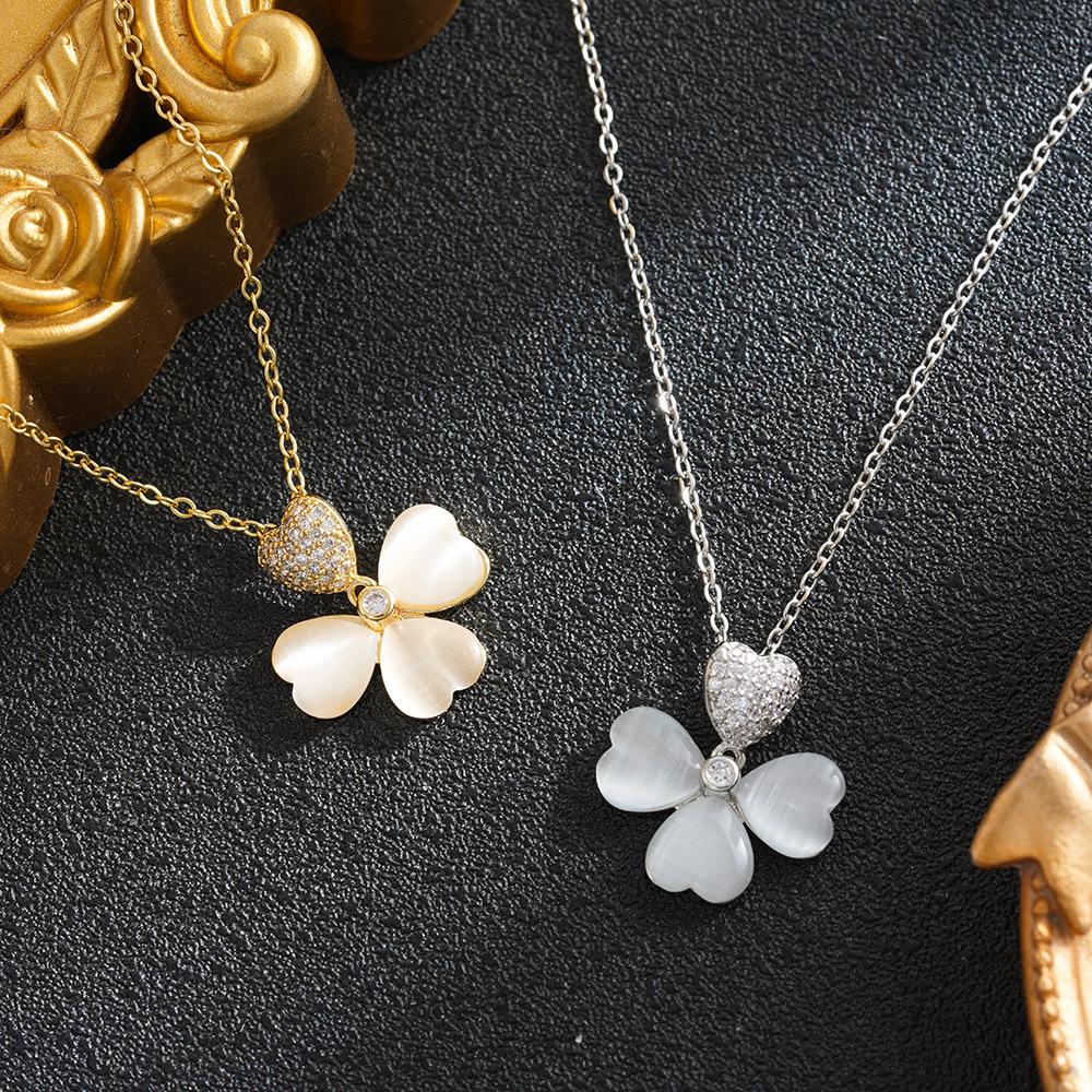 2026 Trendy Four-Leaf Clover Necklace for Women - S925 Sterling Silver, Light Luxury Fashion Clavicle Chain