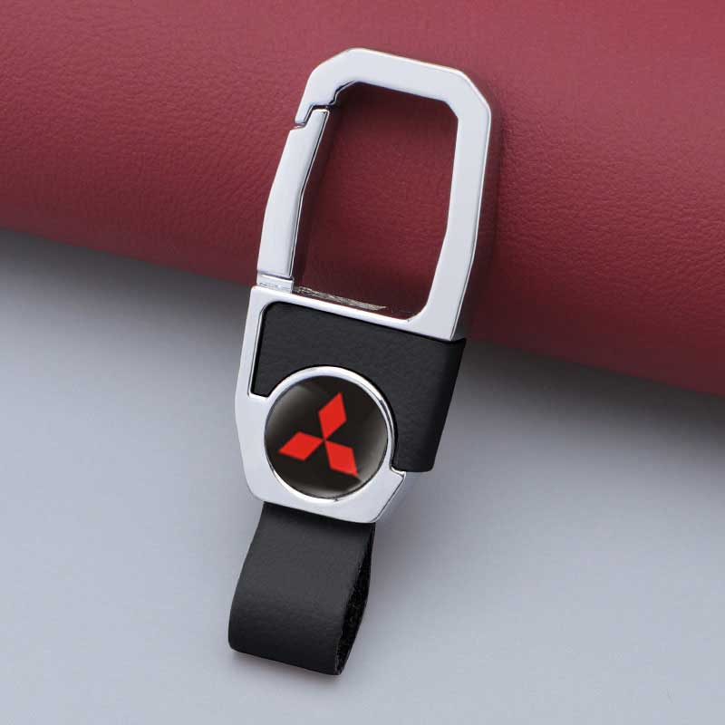 Genuine Leather Car Key Holder Keychain With Metal Buckle for Mitsubishi Lancer 9 ASX L200 Colt Outlander Pajero Eclipse EVO