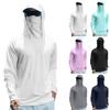 Herren Sommer Schnelltrocknendes Langarm-T-Shirt Sonnenkleidung Angeln Fitness Sport Kapuzen-Langarm-Top