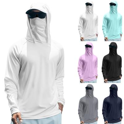 Men's Summer Quick-drying Long-sleeved T-shirt Sun Clothing Fishing Fitness Sports Hooded Long-sleeved Top