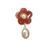 Elegant Baroque Style Cloisonne Pearl Flower Brooch Corsage for Women