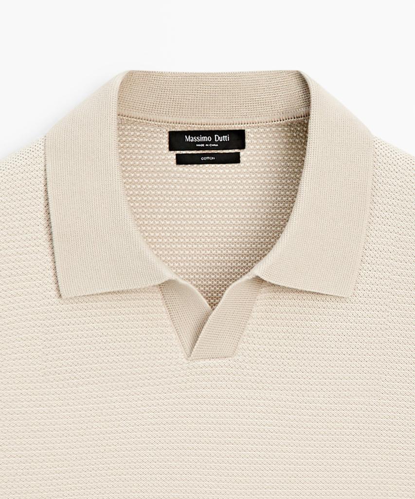 Masimodutti 100% Cotton Contrast Knit Polo Sweater