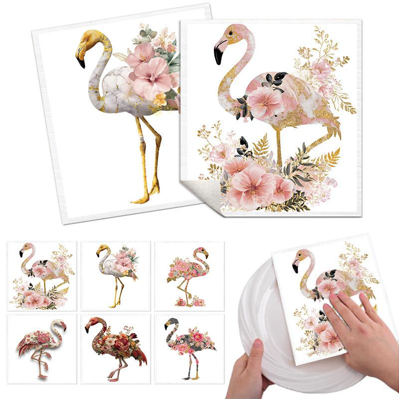 Cleaning Cloth Reusable Kitchen Dish Towels Eco-friendly Microfiber Floral Flamingo Print Dishcloths Lint Free Washable Duster Rags Tea Towels 9*7inch