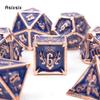 7 Pcs Dark Blue Skull Metal Dice Solid Metal Polyhedral Dice Set Suitable for Role-Playing RPG Board Game Card Game