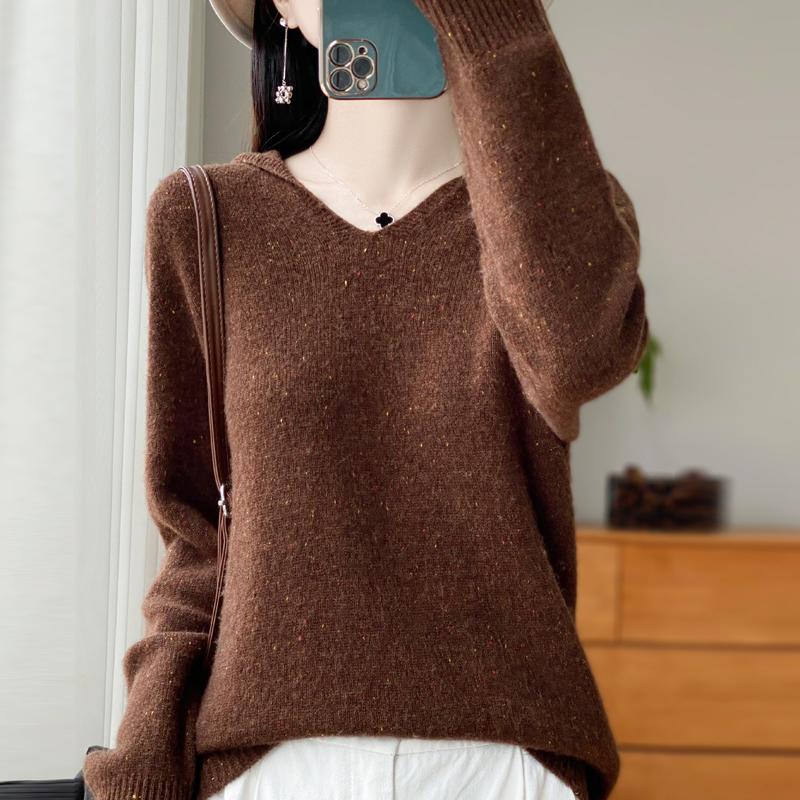 Damer Strikket Hettegenser 100% Ull Genser MODERN NEW SAGA Vinter Strikket Pullover Genser Myke Varme Ullgensere Jumper Strikket Topp