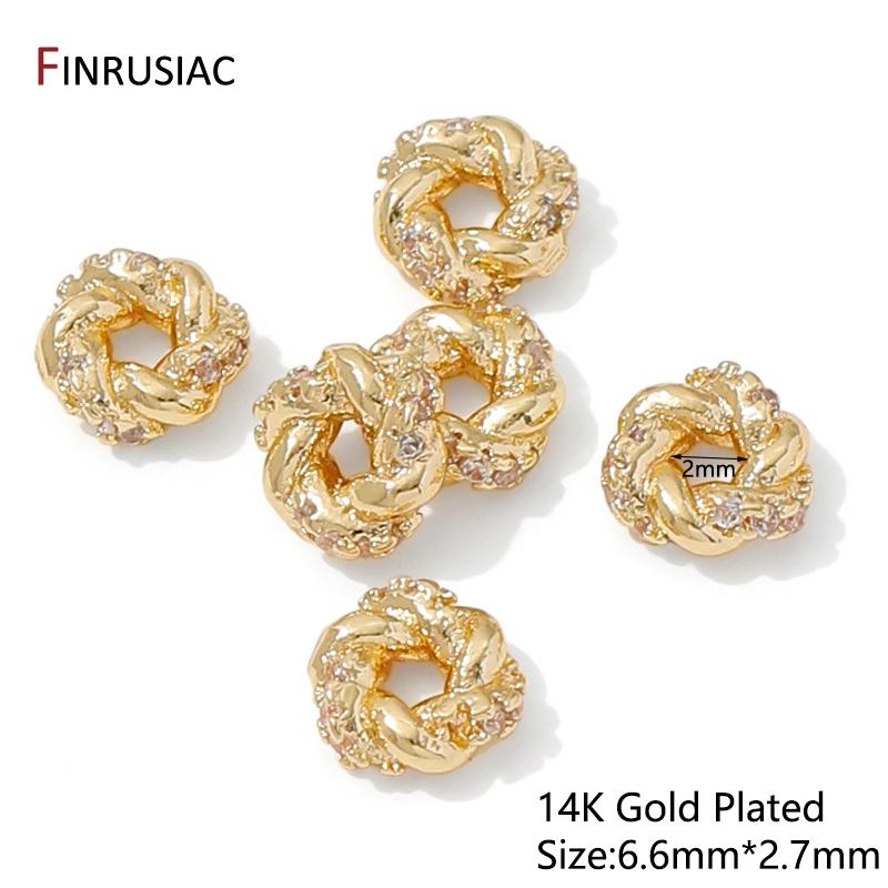

14K Gold Plated Brass Round Twist Circle Spacer Beads,Separators for Beads,DIY Bracelet Necklace Jewelry Making Accessories 2 pieces