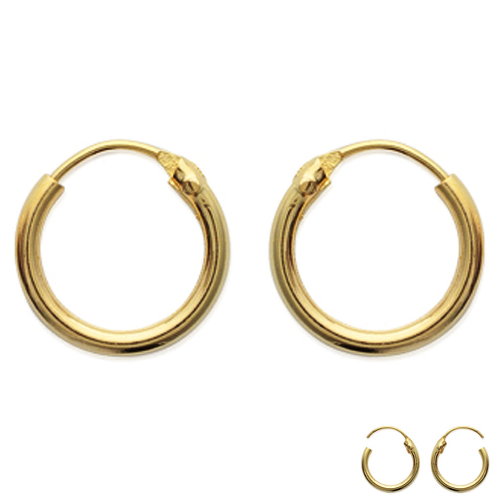 Les Trésors De Lily [B9450] - Gold Plated 'Simplicity' Hoop Earrings - 1.2 Cm 1 Mm