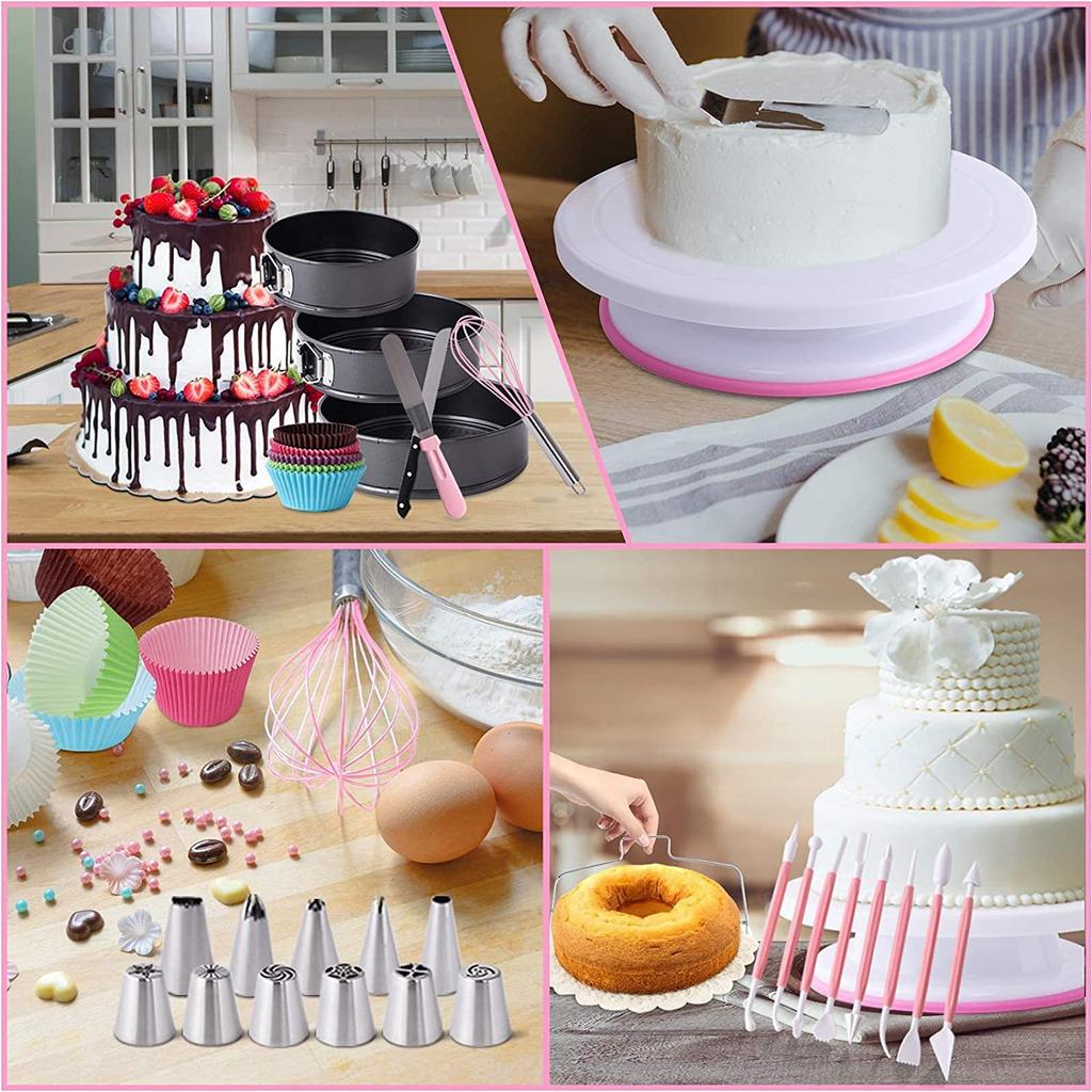 Cake Decorating Set 464 Pieces with Non-Slip Cake Turntable and Springform Cake Tin Baking Supplies for Beginners
