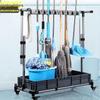 Stainless Steel Movable Cleaning Tool & Mop Storage Cart