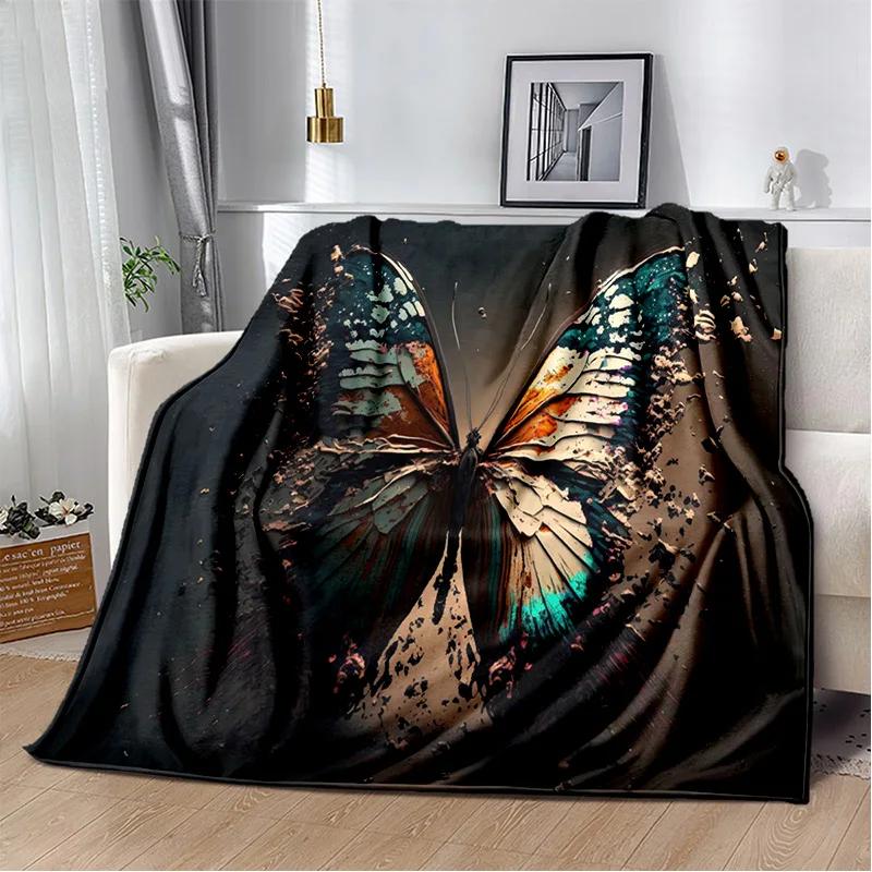 HD Fantasy Butterfly Flower Cartoon Blanket,Soft Throw Blanket for Home Bedroom Bed Sofa Picnic Travel Office Cover Blanket Kids