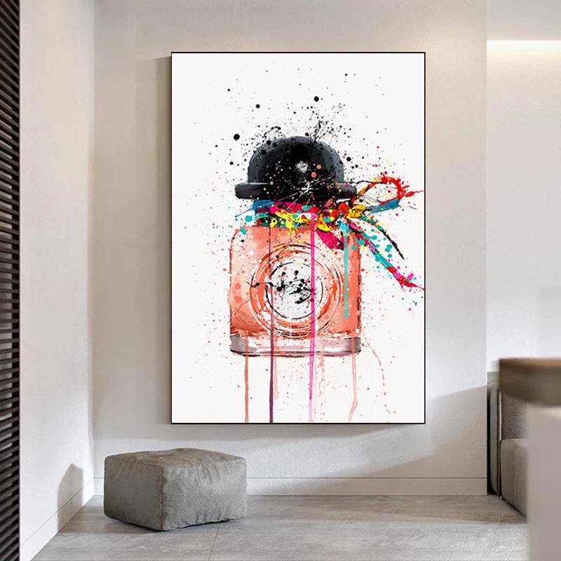 Abstract Graffiti Perfume Bottle Watercolor Style Canvas Painting Wall Art Picture Posters and Prints for Living Room Home Decor No Frame