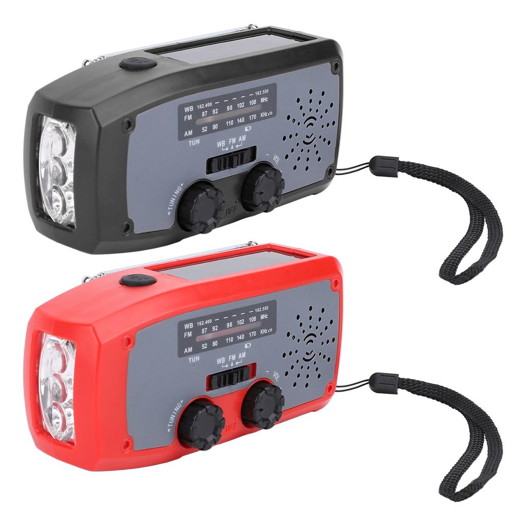 Radio portabil de urgență cu manivelă, cu lanternă LED, AM FM NOAA, radio meteo portabil cu baterie de 2000 mAh