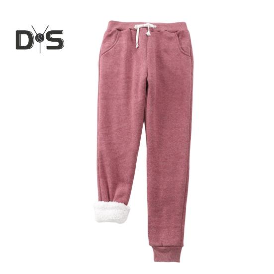 

Жіночі бавовняні спортивні штани Зимові флісові теплі вільні штани з кишенями Повсякденні джоггери для бігу, тренування йоги M вина червоного кольору