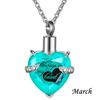 Always In My Heart Stainless Steel Birthstone Heart -Shaped Glass Clavicle Chain Perfume Bottle Keepsake Necklace Jewelry