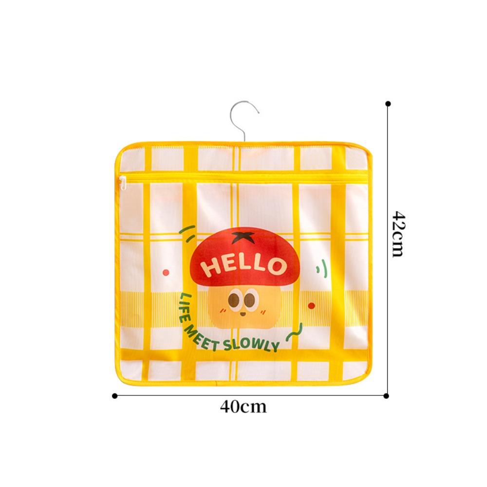 Zipper Closure Hanging Storage Bag Cartoon Storage Organizer  Behind Door Storage Yellow-1 Layer