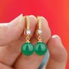 Exquisite Mode Silberfarbe Wasser Imitationsperlen Hängeohrringe für Damen Glänzende Rote Grüne Runde Ohrringe Schmuck Geschenk 2025