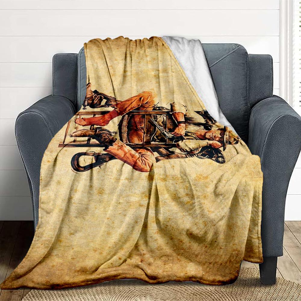 Cowboy Art Flannel Blanket Throw Blanket Soft Warm Sofa Bed Camping Car home Decor Unique Christmas Gift C9302372