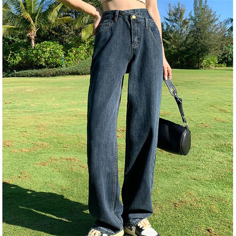 High Street Style All-Match Wide-Leg Pants Jeans Spring Autumn Korean Ins High Waist Loose Jeans Women's Straight Thin Drape