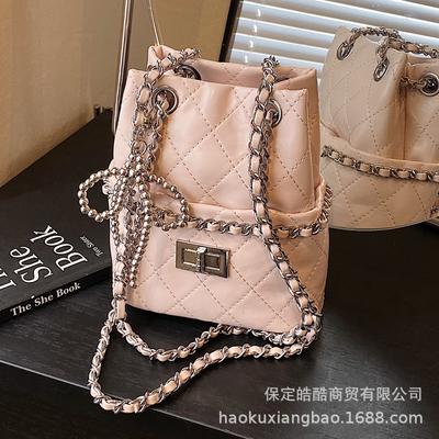 Rauten-Ketten-Tasche Koreanische High-End Vielseitige Bucket Bag Frühling und Sommer 2025 Neu Nische Einseitige Umhängetasche Damen