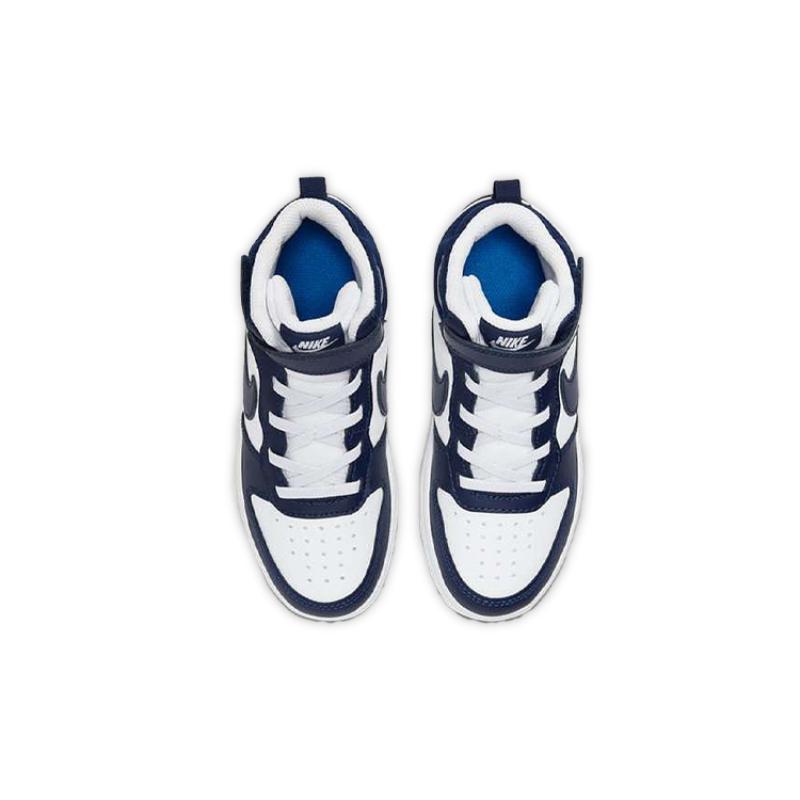 Nike Court Borough Mid 2 Abrasion Resistant Mid top Kids' Skateboarding Shoes White Blue Children Aged 3 7 Years Old Sneakers CD7783-107