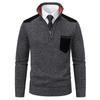 Men's JumperSweaters Knit Sweater Ribbed Knit Regular Tops Splice Knitted Color Block Stand Collar Fashion